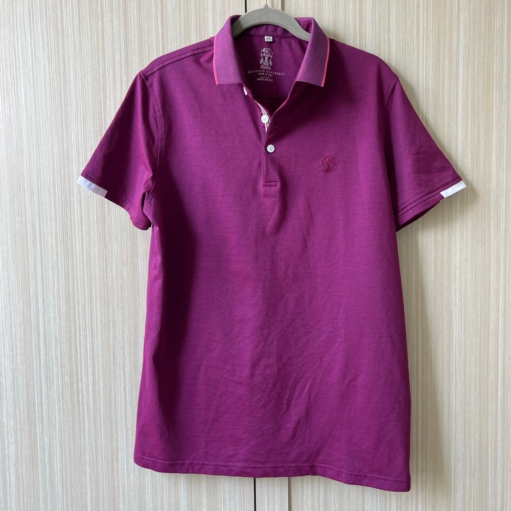 Brunello Cucinelli Rich Plum Polo Shirt XL
